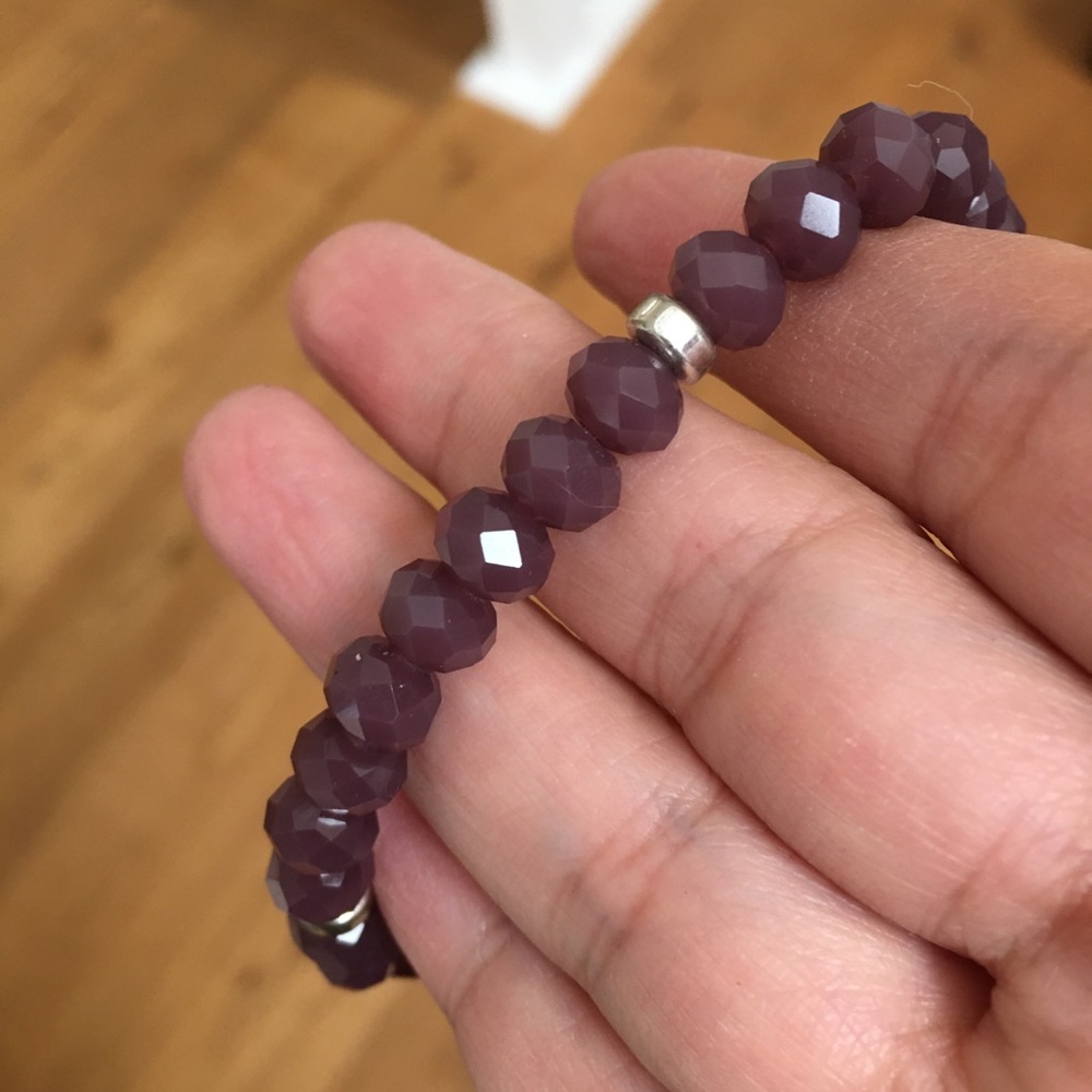 Purple Chalcedony Quartz Stretchy Bangle Bracelet
